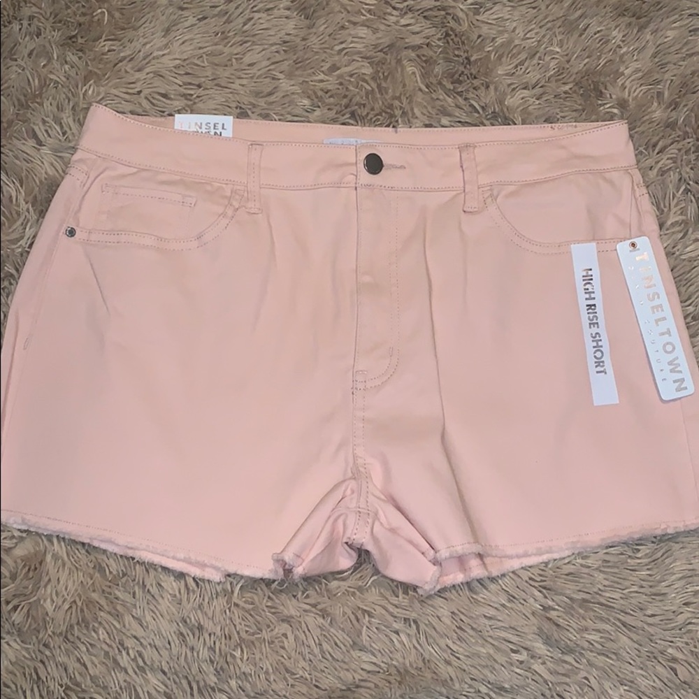 Juniors Pink High Rise Shorts